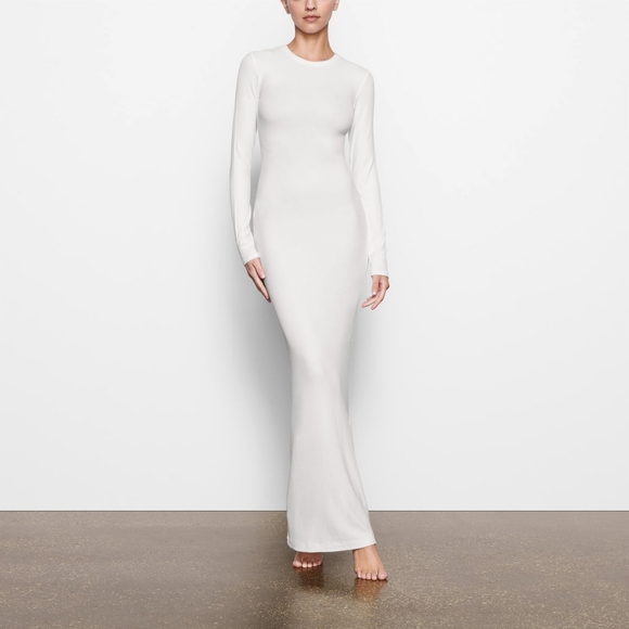 1. NWT SKIMS SOFT LOUNGE CREW NECK LONG DRESS IN MARBLE - Picture 2 of 7